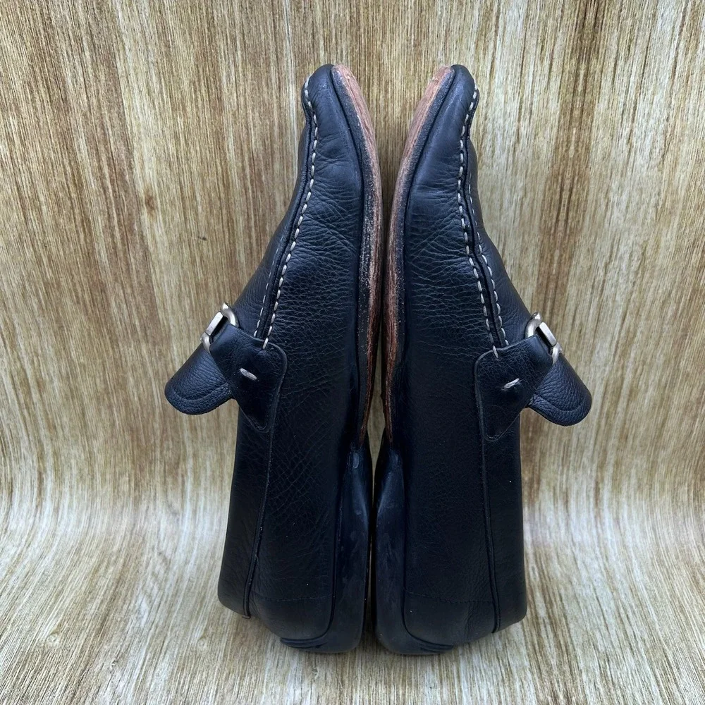 Salvatore Ferragamo Gancini Bit Loafers Men's 8.5 EE Black Pebbled Leather Italy